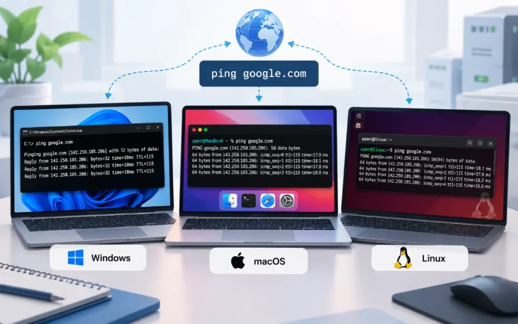 آموزش تست پینگ در ویندوز، مک و لینوکس