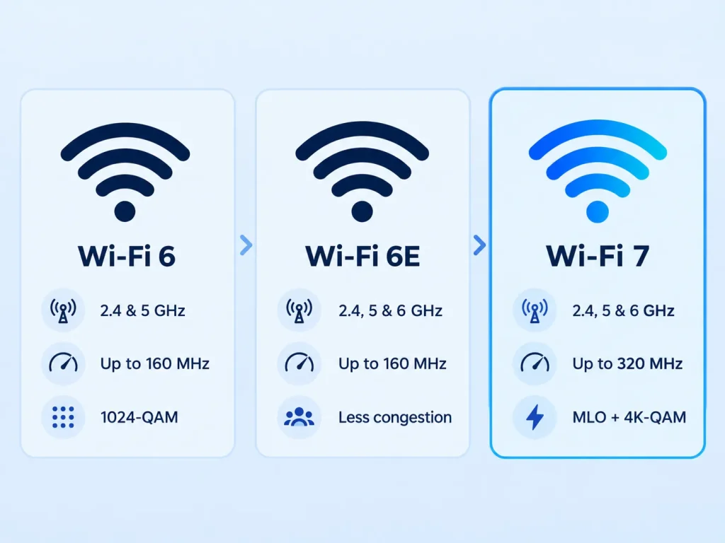 تفاوت Wi-Fi 7 با Wi-Fi 6 و Wi-Fi 6E در یک نگاه