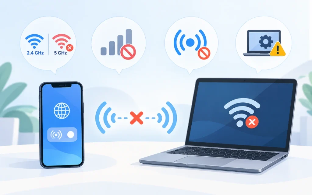علت وصل نشدن اینترنت گوشی به لپ‌تاپ چیست؟